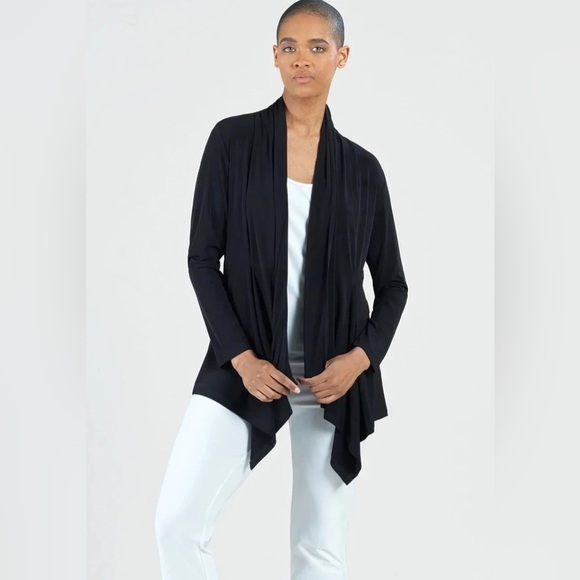 Cache Women Cardigan Large Black Vintage Lagenlook Asymmetrical Contemporary - Picture 4 of 13